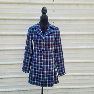 Susina Red Blue White Plaid Jacket Babydoll Lighweight Acrylic Women's sz M